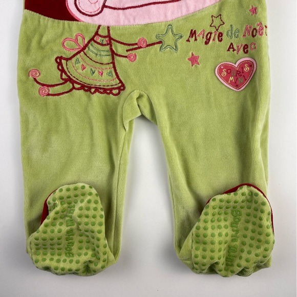 Souris Mini French Christmas One Piece Velour Footie Size 12 Months - Picture 7 of 12